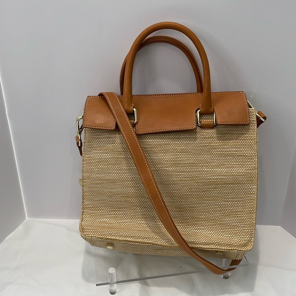 J McLaughlin Woven Straw Handbag